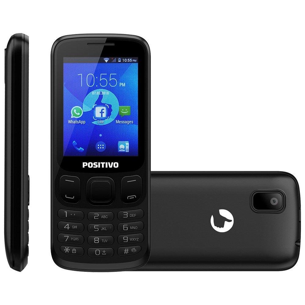 Celular Positivo P70, Tela 2.4´, Bluetooth, Acessa Whatsapp, Memória Expansível de até 128GB, Dual Chip, Preto Celular Positivo P70, Tela 2.4´, Bluetooth, Acessa Whatsapp, Memória Expansível de até 128GB, Dual Chip, Preto