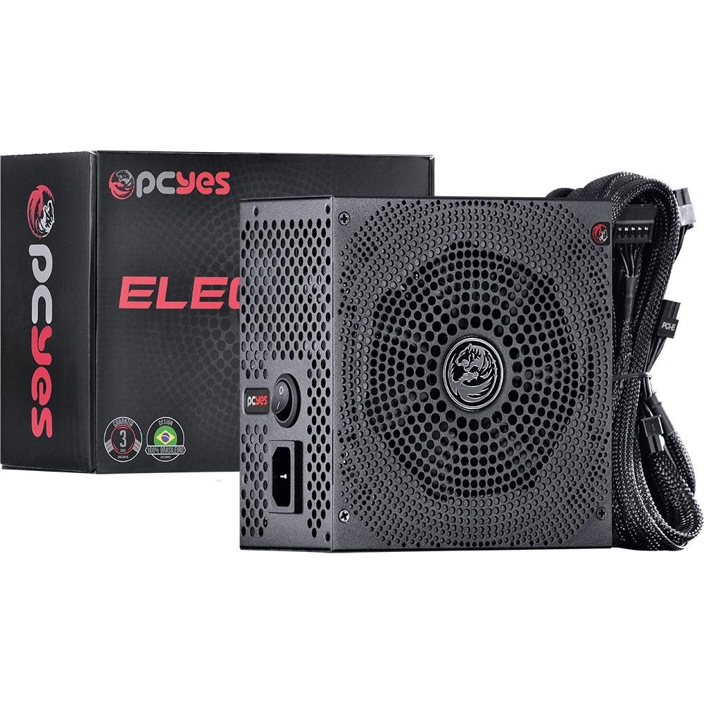 Fonte PCYes Electro V2, 500W, 80 Plus White, PFC Ativo, Preto - ELV2WHPTO500W Fonte PCYes Electro V2, 500W, 80 Plus White, PFC Ativo, Preto - ELV2WHPTO500W