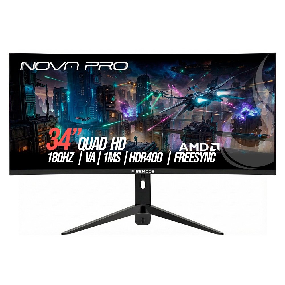 Monitor Gamer Rise Mode Nova Pro 34", QHD, 180Hz, 1ms, VA, HDMI e DisplayPort, Altura Ajustável, Som Integrado, Preto - RM-MONV03-34C1802K-B Monitor Gamer Rise Mode Nova Pro 34", QHD, 180Hz, 1ms, VA, HDMI e DisplayPort, Altura Ajustável, Som Integrado, Preto - RM-MONV03-34C1802K-B