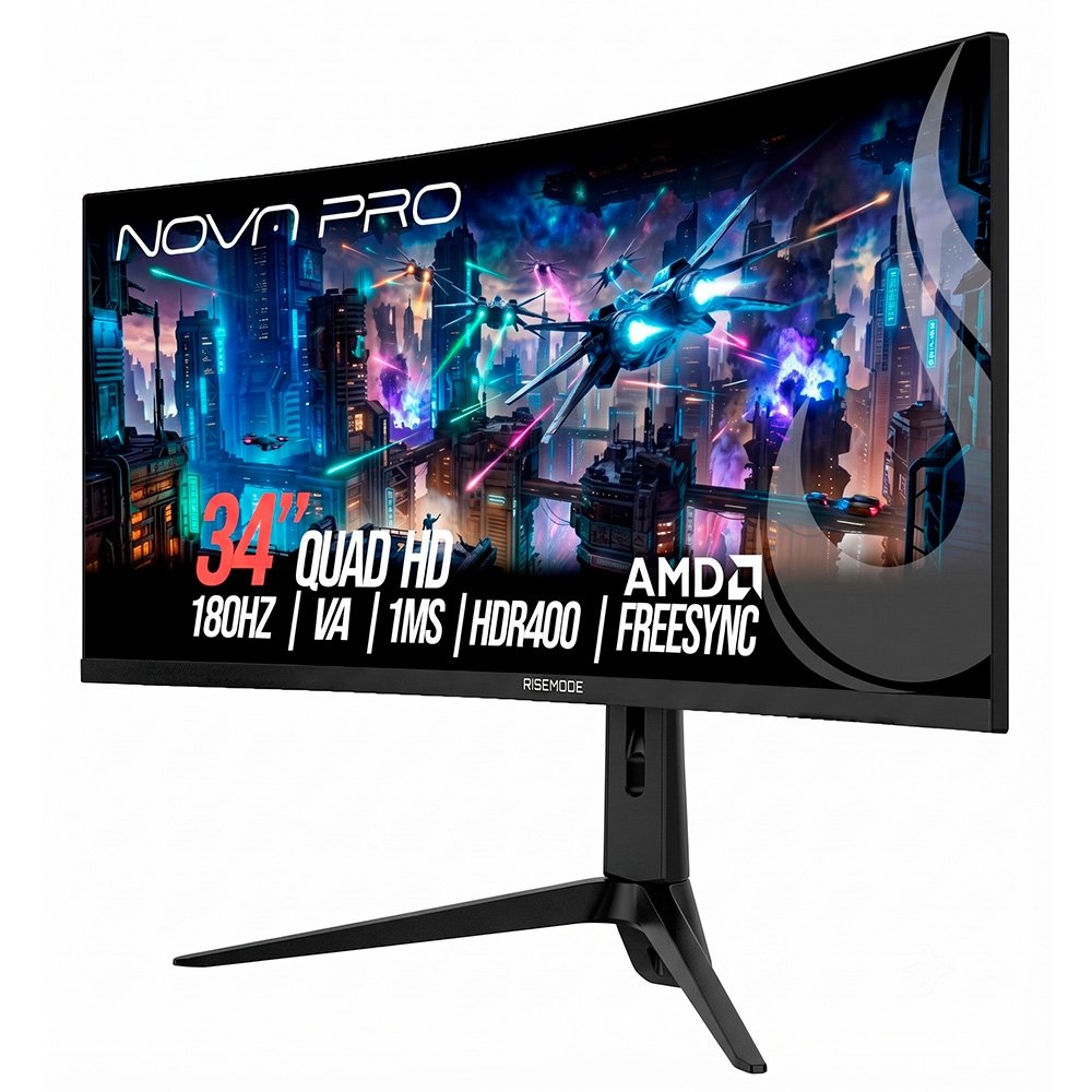 Monitor Gamer Rise Mode Nova Pro 34", QHD, 180Hz, 1ms, VA, HDMI e DisplayPort, Altura Ajustável, Som Integrado, Preto - RM-MONV03-34C1802K-B Monitor Gamer Rise Mode Nova Pro 34", QHD, 180Hz, 1ms, VA, HDMI e DisplayPort, Altura Ajustável, Som Integrado, Preto - RM-MONV03-34C1802K-B