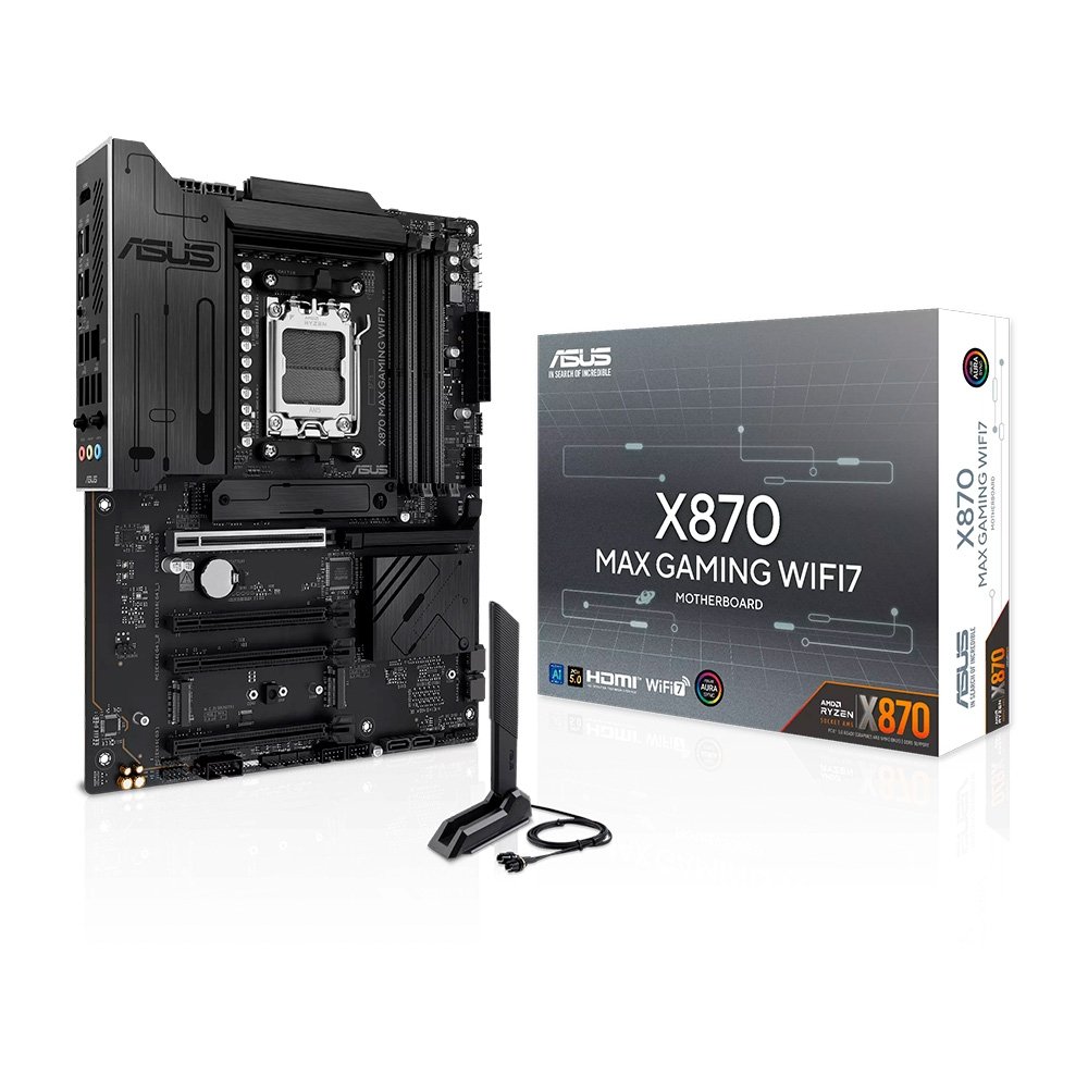 Placa Mãe ASUS X870 MAX GAMING WIFI7, AMD, AM5, ATX, DDR5, Wi-fi 7, Bluetooth, Preto - X870 MAX GAMING WIFI7 Placa Mãe ASUS X870 MAX GAMING WIFI7, AMD, AM5, ATX, DDR5, Wi-fi 7, Bluetooth, Preto - X870 MAX GAMING WIFI7