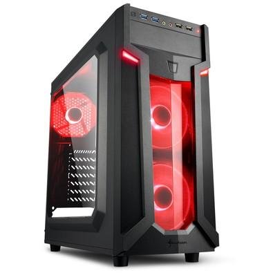 Gabinete Gamer Sharkoon VG6-W Red ATX sem Fonte, USB 3.0, 3 Fans LED, Preto com Lateral em Acrílico