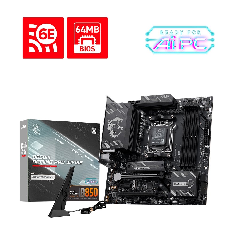 Placa-Mãe MSI B850M Gaming Pro WiFi 6E, AMD AM5, mATX, DDR5 - B850MGPROWIFI6E