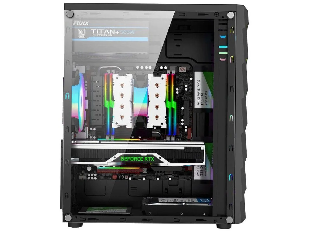 Gabinete Gamer Hayom, 3 Baias, Sem Fonte, Preto - GB1711 Gabinete Gamer Hayom, 3 Baias, Sem Fonte, Preto - GB1711