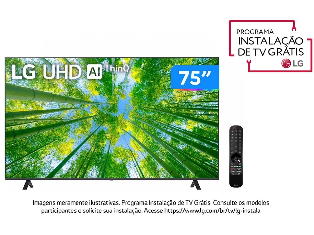 Smart TV LG 75 Polegadas 4K, UHD, HDR, GeForce Now, Thinq AI, Smart Magic - 75UQ8050 Smart TV LG 75 Polegadas 4K, UHD, HDR, GeForce Now, Thinq AI, Smart Magic - 75UQ8050