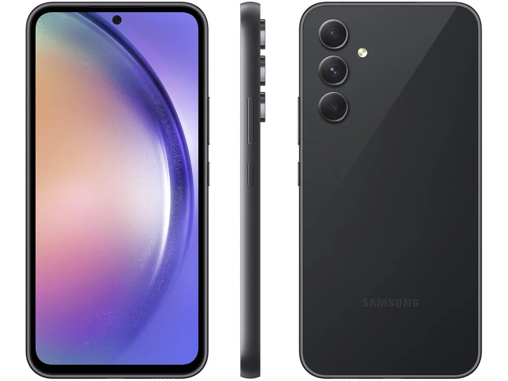 Smartphone Samsung Galaxy A54 128GB, RAM 8GB, 5g, Câmera Tripla 50mp + Selfie 32mp, Tela 6.4 Polegadas, Preto Smartphone Samsung Galaxy A54 128GB, RAM 8GB, 5g, Câmera Tripla 50mp + Selfie 32mp, Tela 6.4 Polegadas, Preto