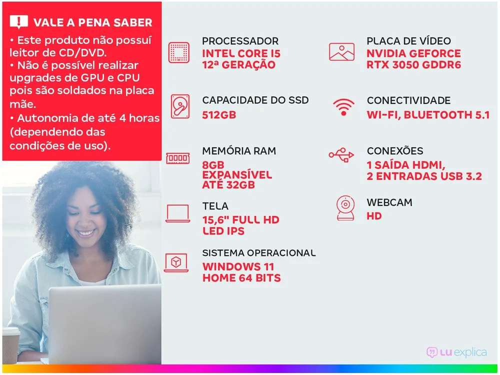 Notebook Gamer Acer Nitro 5, Intel Core i5-12450h, 8GB RAM, RTX 3050 4GB, SSD 512GB, Tela 15.6", Windows 11 Home, Preto - AN515-58-54UH Notebook Gamer Acer Nitro 5, Intel Core i5-12450h, 8GB RAM, RTX 3050 4GB, SSD 512GB, Tela 15.6", Windows 11 Home, Preto - AN515-58-54UH