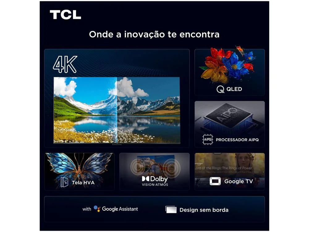 Smart TV 65"" TCL 4K UHD QLED 65P7K Google TV AiPQ Google Assistente 3 HDMI 1 USB - view 7