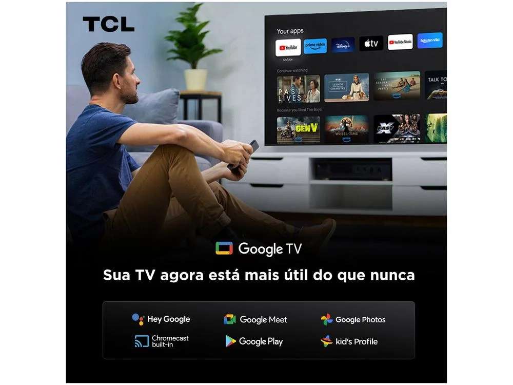 Smart TV 65"" TCL 4K UHD QLED 65P7K Google TV AiPQ Google Assistente 3 HDMI 1 USB - view 11