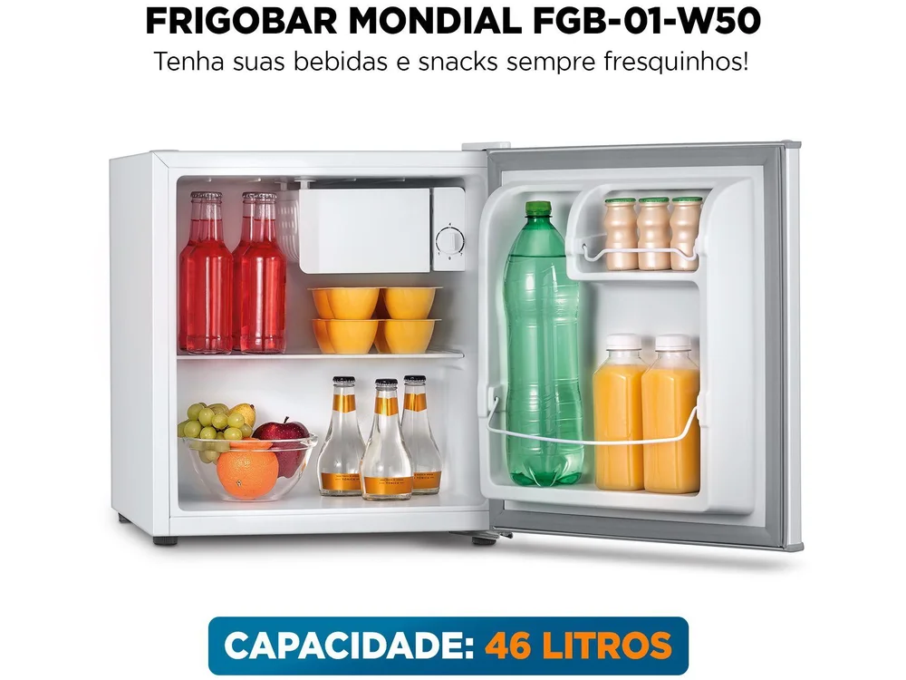 Frigobar Mondial 46L Branco e Cinza FGB-01-W50 Frigobar Mondial 46L Branco e Cinza FGB-01-W50