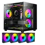 Gabinete Gamer Aquário Vidro Rhino Com 4 Cooler Fans RGB