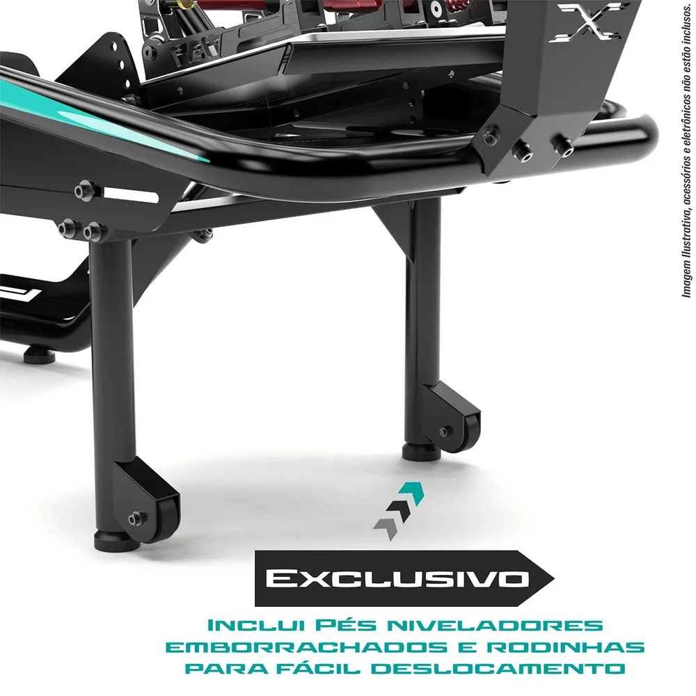 Simulador De Corrida Cockpit Fx1 Estação Simples Suporte P/volante E Pedais Com Banco Suporta Até 140kg Preto/verde - view 3