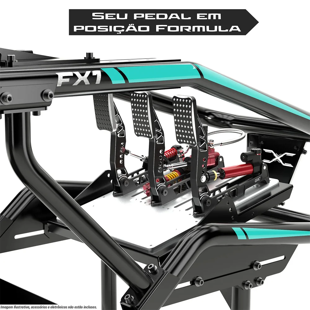 Simulador De Corrida Cockpit Fx1 Estação Simples Suporte P/volante E Pedais Com Banco Suporta Até 140kg Preto/verde - view 4