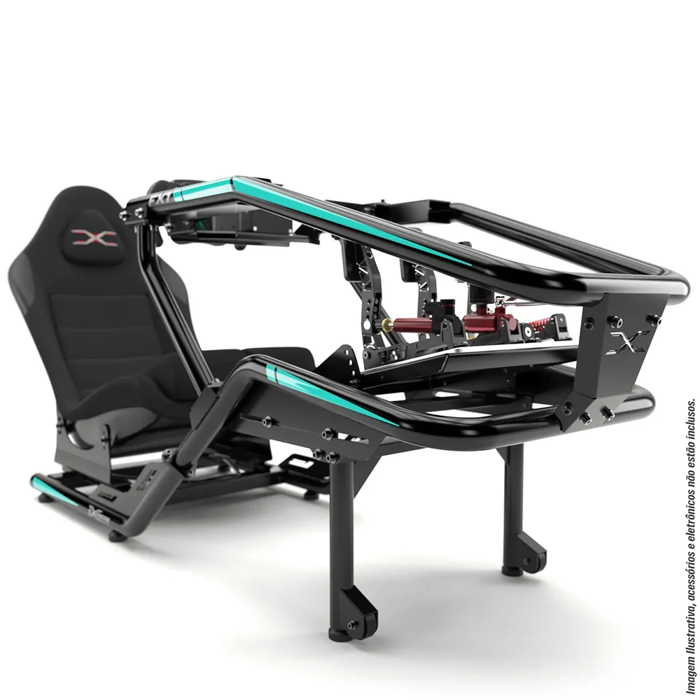 Simulador De Corrida Cockpit Fx1 Estação Simples Suporte P/volante E Pedais Com Banco Suporta Até 140kg Preto/verde - view 6