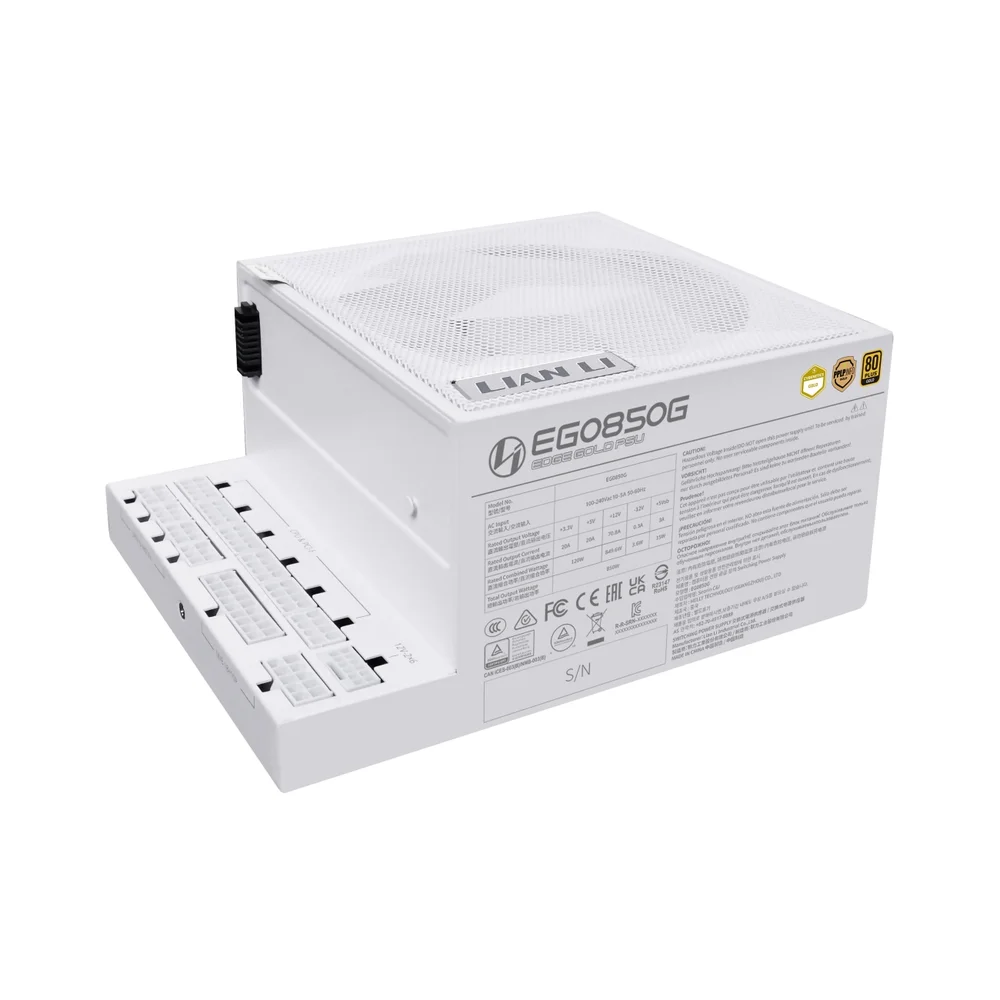 Fonte 850w 80 Plus Gold Lian Li Edge Gold, Atx 3.1, Full-modular, White - Eg0850g White Br