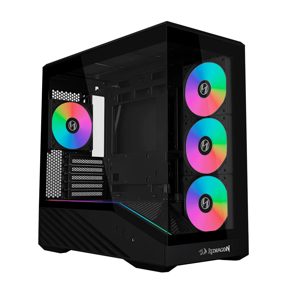 Gabinete Gamer Redragon V100r Mini Atx Com Fans ARGB Preto Gabinete Gamer Redragon V100r Mini Atx Com Fans ARGB Preto