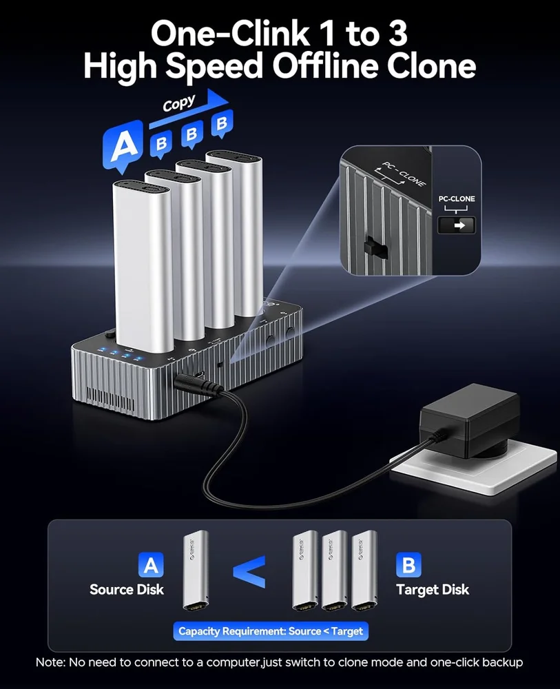 Duplicador Clone De 4 Baias Ss Nvme M.2 Usb-c 4.0 40gbp Duplicador Clone De 4 Baias Ss Nvme M.2 Usb-c 4.0 40gbp