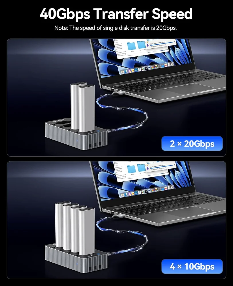 Duplicador Clone De 4 Baias Ss Nvme M.2 Usb-c 4.0 40gbp Duplicador Clone De 4 Baias Ss Nvme M.2 Usb-c 4.0 40gbp