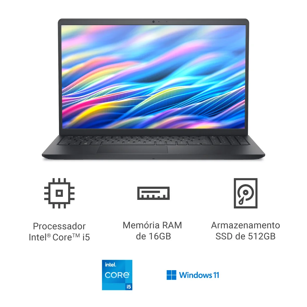 Notebook Dell 15 Dc15-i51334u-m70 15.6" Full Hd 13ª Gen Intel Core i5 16gb 512gb SSD Win 11 Preto Carbono Notebook Dell 15 Dc15-i51334u-m70 15.6" Full Hd 13ª Gen Intel Core i5 16gb 512gb SSD Win 11 Preto Carbono