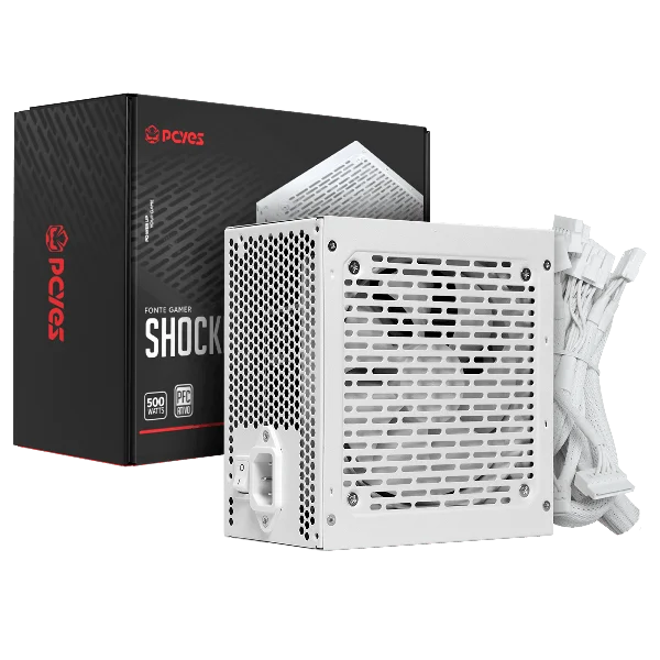 Fonte Gamer PCyes Shocker 500w White Ghost 80 Plus Standard - Pf500shwg Fonte Gamer PCyes Shocker 500w White Ghost 80 Plus Standard - Pf500shwg