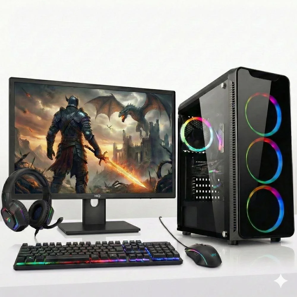 "PC Gamer Competo 3green Levelup, Amd Ryzen 5, Radeon Rx 560, 16gb Ddr4, SSD 1TB, Monitor 24"" 100hz"