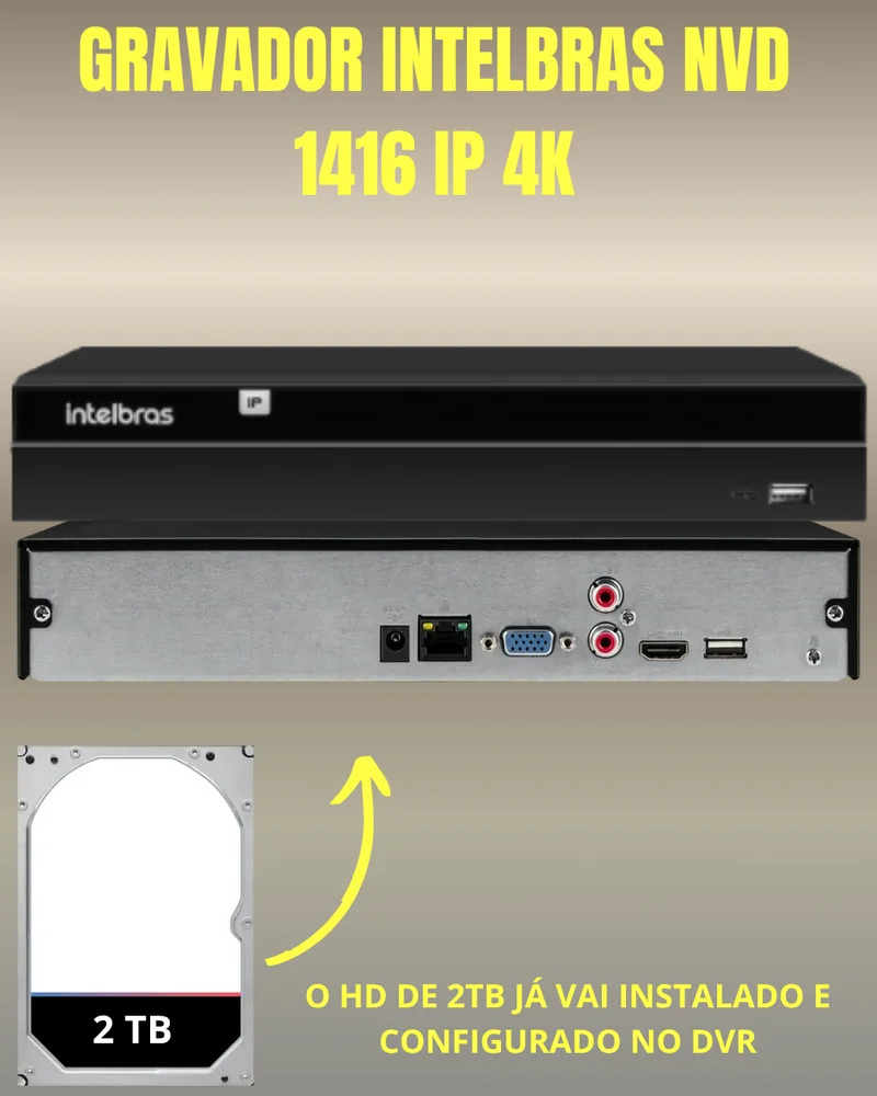 Nvd 1416 Intelbras 16 Canais Ip 4k Hd 2TB