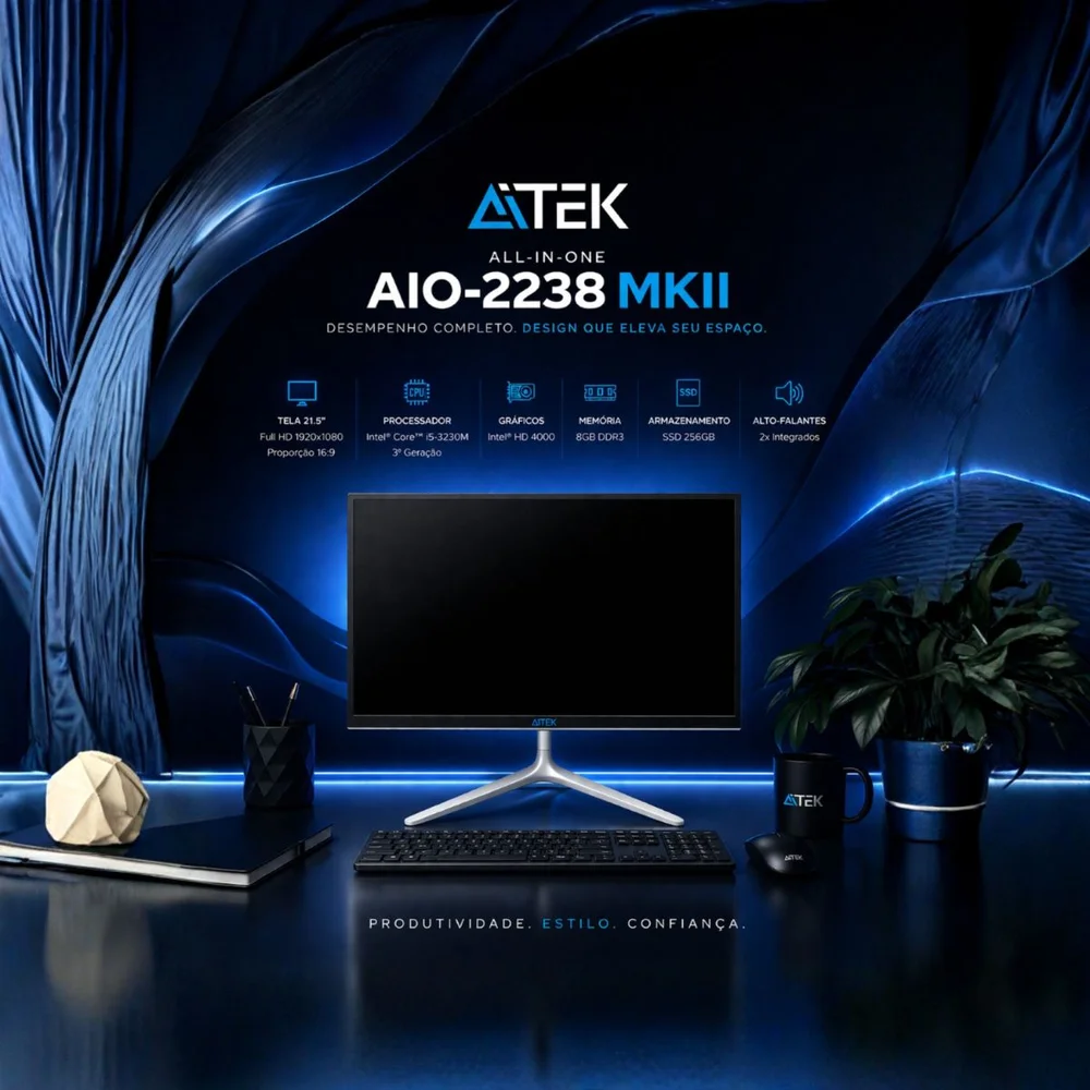 "Computador All In One Aitek 21.5"" Full Hd LED 60hz Intel Core i5 256gb SSD 8GB Ram HDMI Windows" em Campinas - foto 2