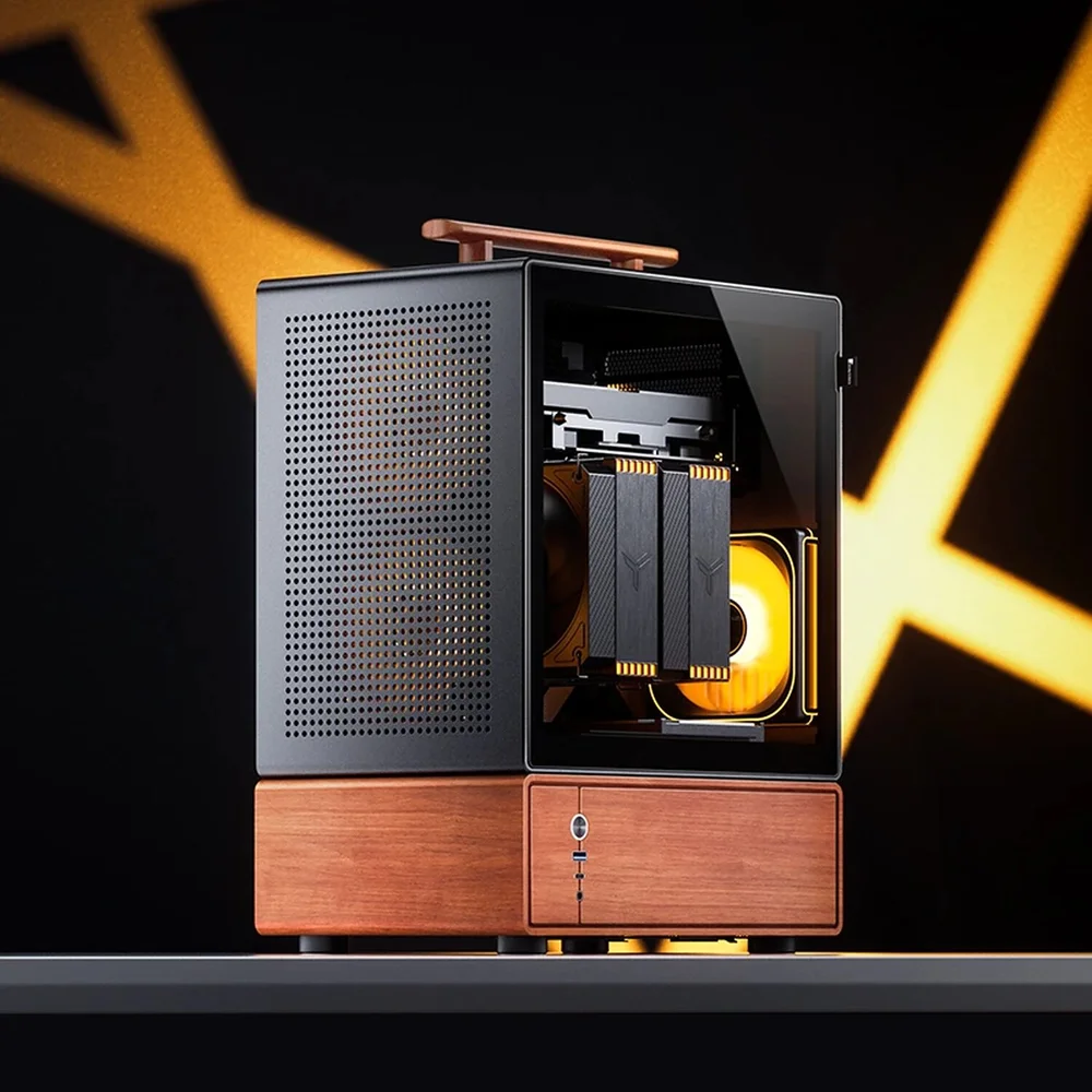 Gabinete Premium Com Madeira Jonsbo T7 Black M-atx Preto