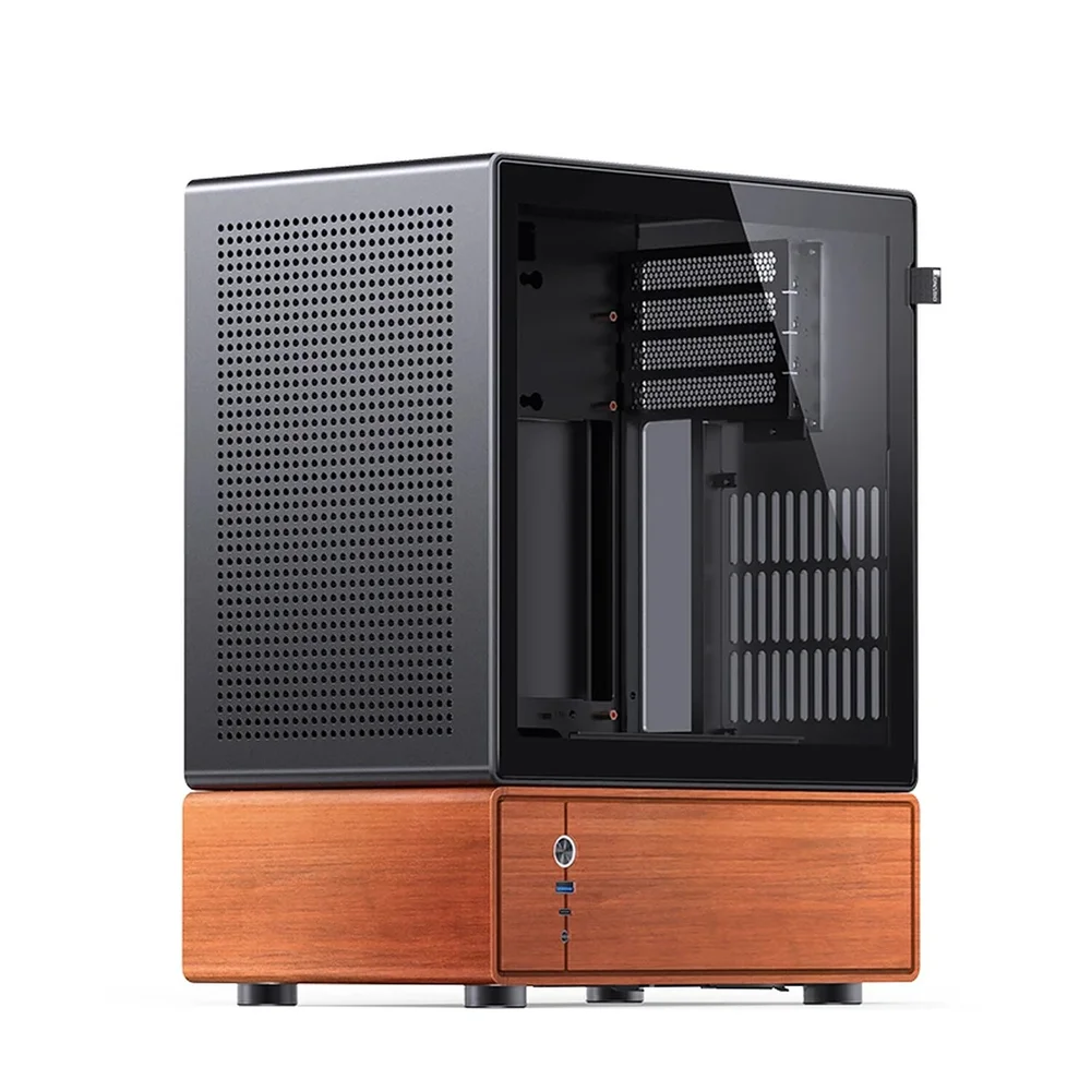 Gabinete Premium Com Madeira Jonsbo T7 Black M-atx Preto