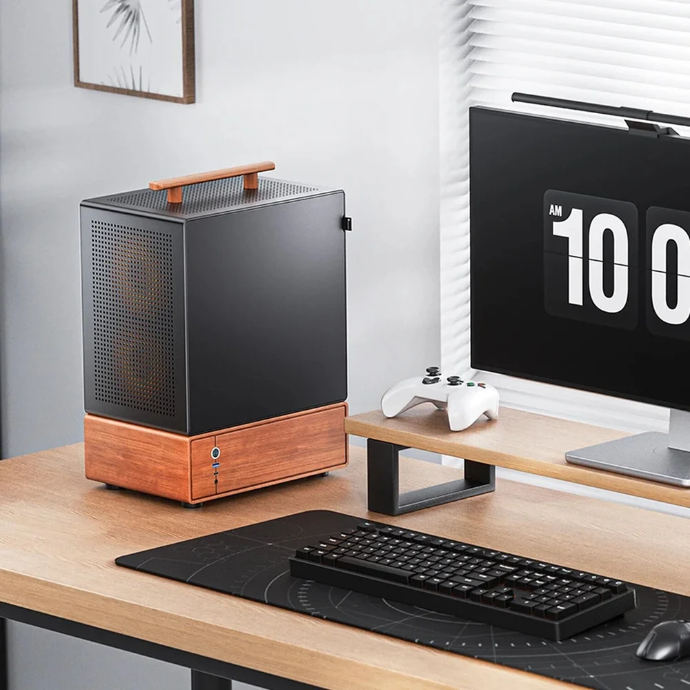 Gabinete Premium Com Madeira Jonsbo T7 Black M-atx Preto