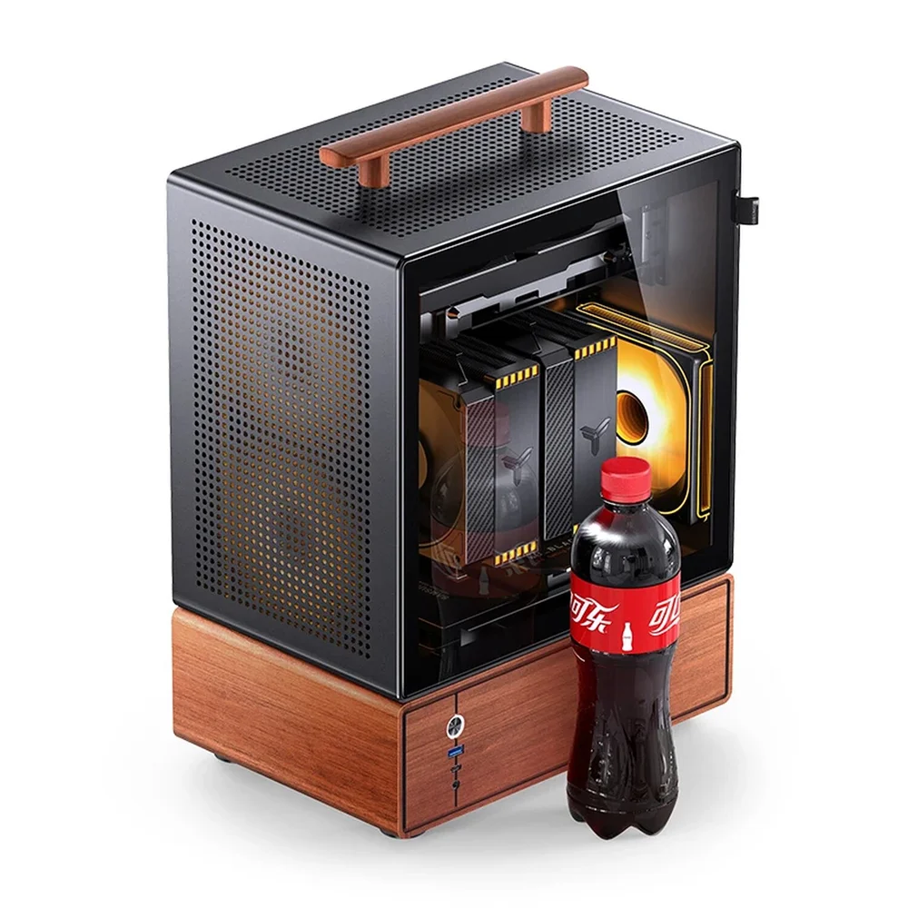 Gabinete Premium Com Madeira Jonsbo T7 Black M-atx Preto