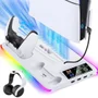 Carregador Base Cooler Controle Compativel Playstation Ps5 FAT SLIM Branco