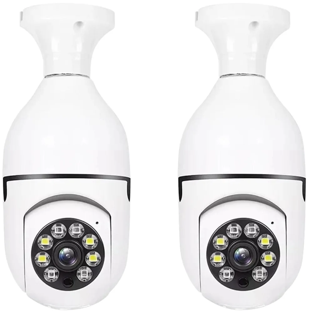 Kit 2 Câmeras Lampada E27  De Segurança Interna Externa  Ip Wifi Com Visão Noturna Ideal Casa Loja Escritorio Garagem