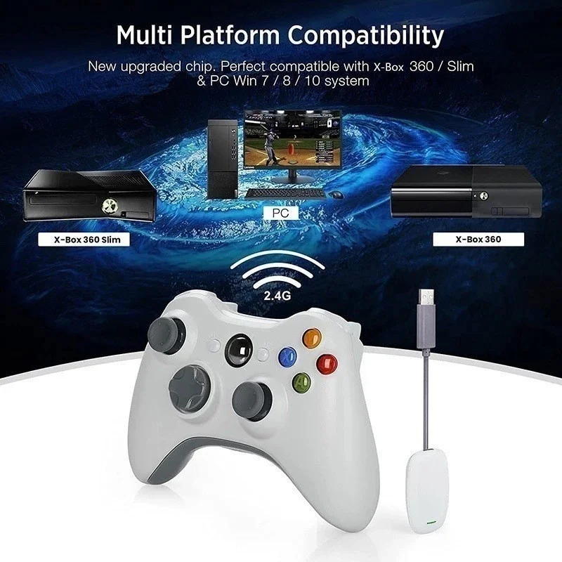 Controle X Box 360 Sem Fio +bateria Recarregável Android PC 2.4 Hz