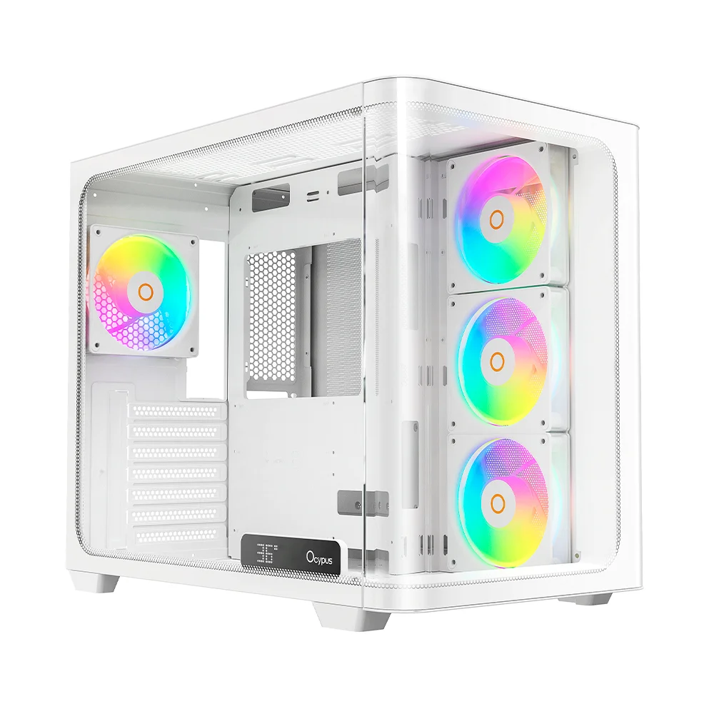 Gabinete Gamer Ocypus Iota C70 Curve Atx ARGB Digital Com Fan Branco Gabinete Gamer Ocypus Iota C70 Curve Atx ARGB Digital Com Fan Branco
