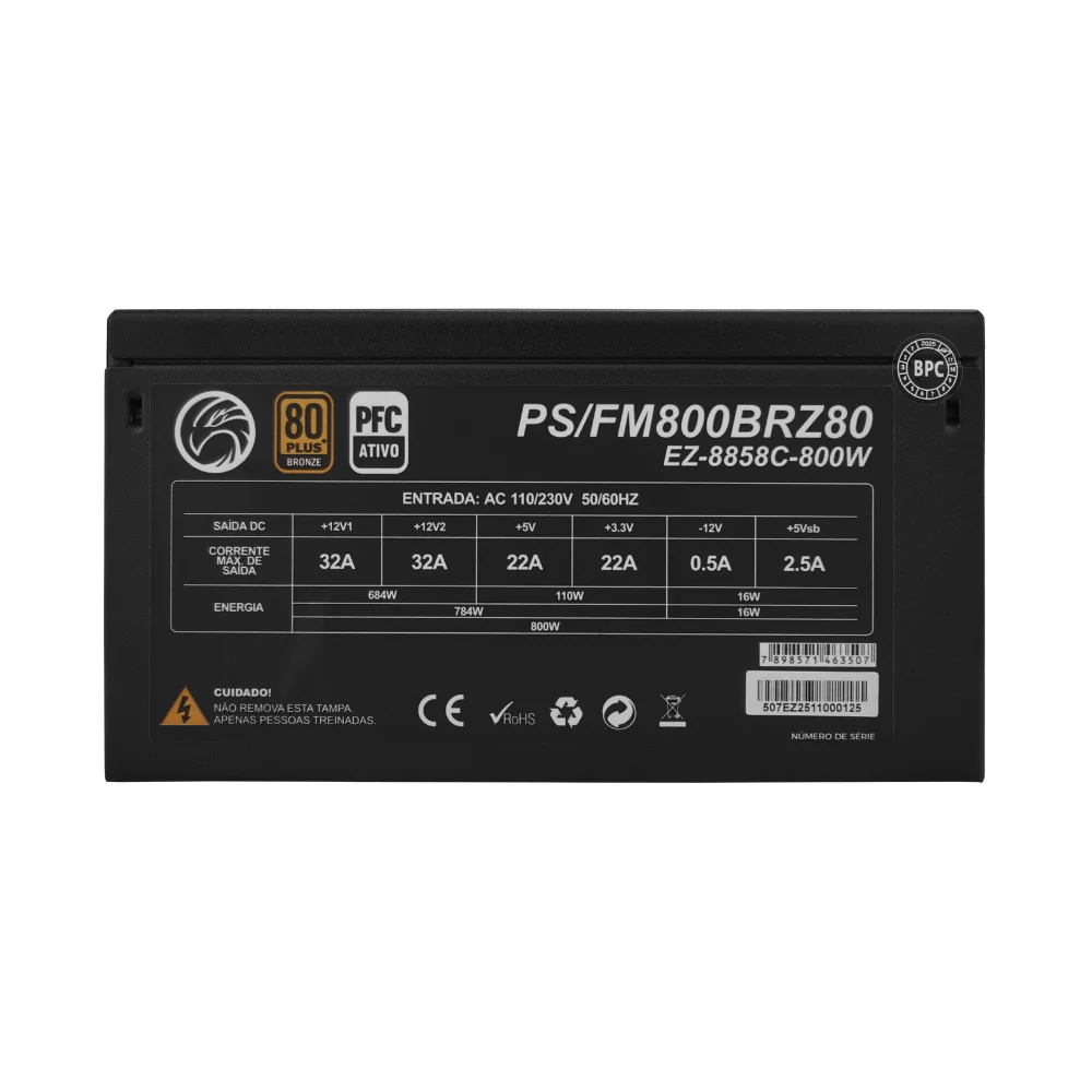 Fonte Gamer Atx Preta 80 Plus Bronze Pro Full 800wats Real Modular Fonte Gamer Atx Preta 80 Plus Bronze Pro Full 800wats Real Modular