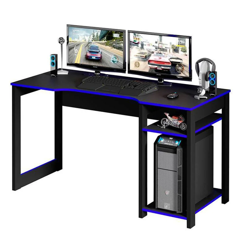 Mesa Para Escritório Gamer ME4152, Tecno Mobili - Preto / Azul Mesa Para Escritório Gamer ME4152, Tecno Mobili - Preto / Azul