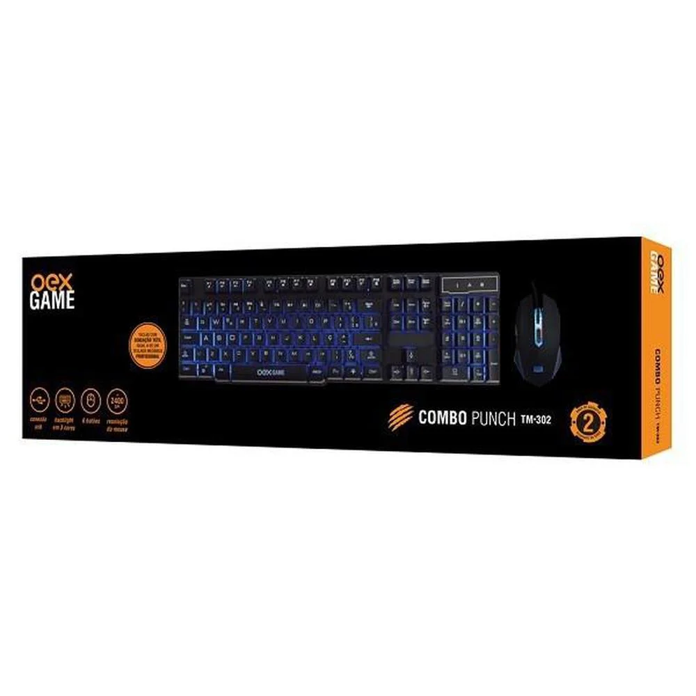 Kit Teclado Mouse Gamer Punch Oex USB ABNT2