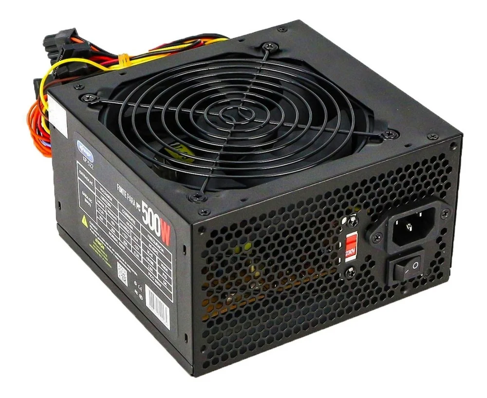 Fonte Knup ATX, 500W Real, 24P, Com Cabo, Bivolt - KP-522