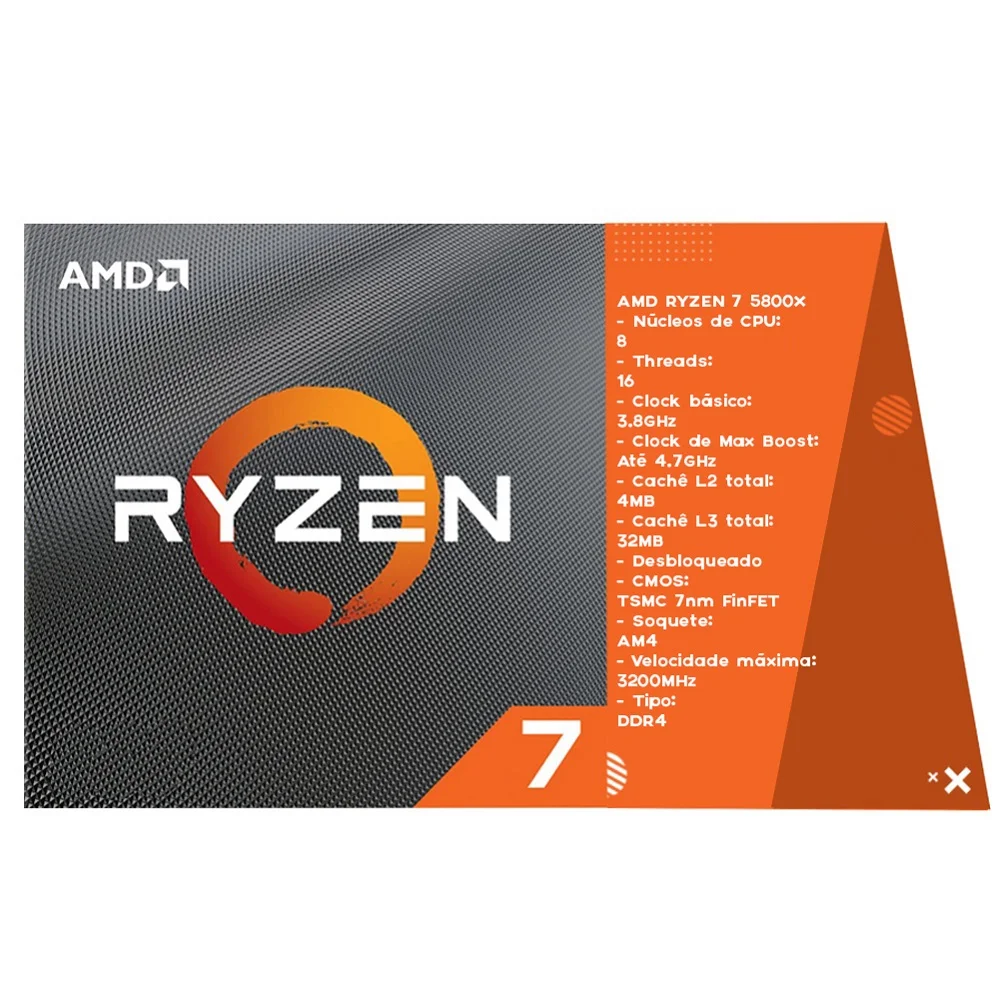 Processador AMD Ryzen 7 5800x 38GHz AM4 KaBuM