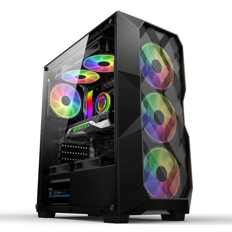 Gabinete Gamer Hayom, Mid Tower, ATX, Matx, Mini-itx, Lateral Em Vidro Temperado, 3 Fans RGB, Mesh Frontal Gabinete Gamer Hayom, Mid Tower, ATX, Matx, Mini-itx, Lateral Em Vidro Temperado, 3 Fans RGB, Mesh Frontal