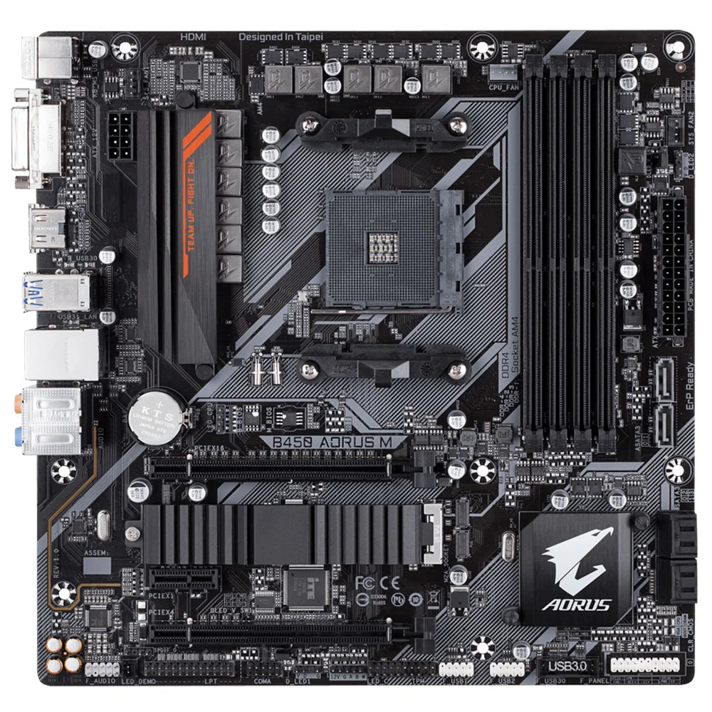 Placa-Mãe Gigabyte B450 Aorus M, AMD AM4, mATX, DDR4 Placa-Mãe Gigabyte B450 Aorus M, AMD AM4, mATX, DDR4