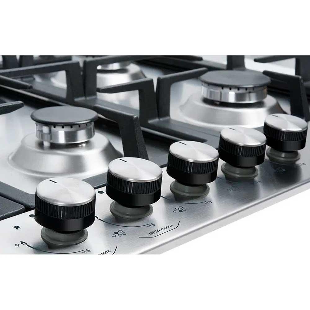 Cooktop Midea 5 Queimadores Com Tripla Chama Ferro Fundido Inox Bivolt Cya5b