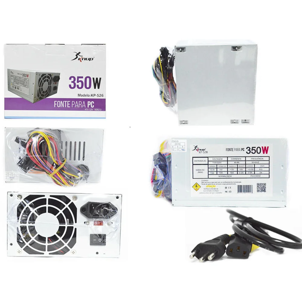 Fonte Knup ATX, 350W, Para PC - KP-526 Fonte Knup ATX, 350W, Para PC - KP-526