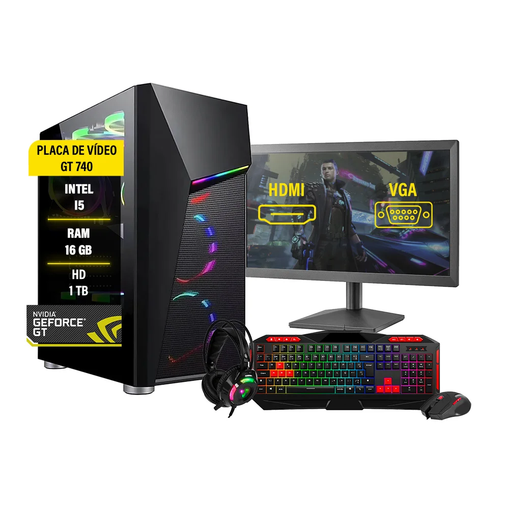 Pc Gamer Chrono, Completo I5 3° Geração, Memória 16GB, HD 1TB, GT740, 4GB Pc Gamer Chrono, Completo I5 3° Geração, Memória 16GB, HD 1TB, GT740, 4GB