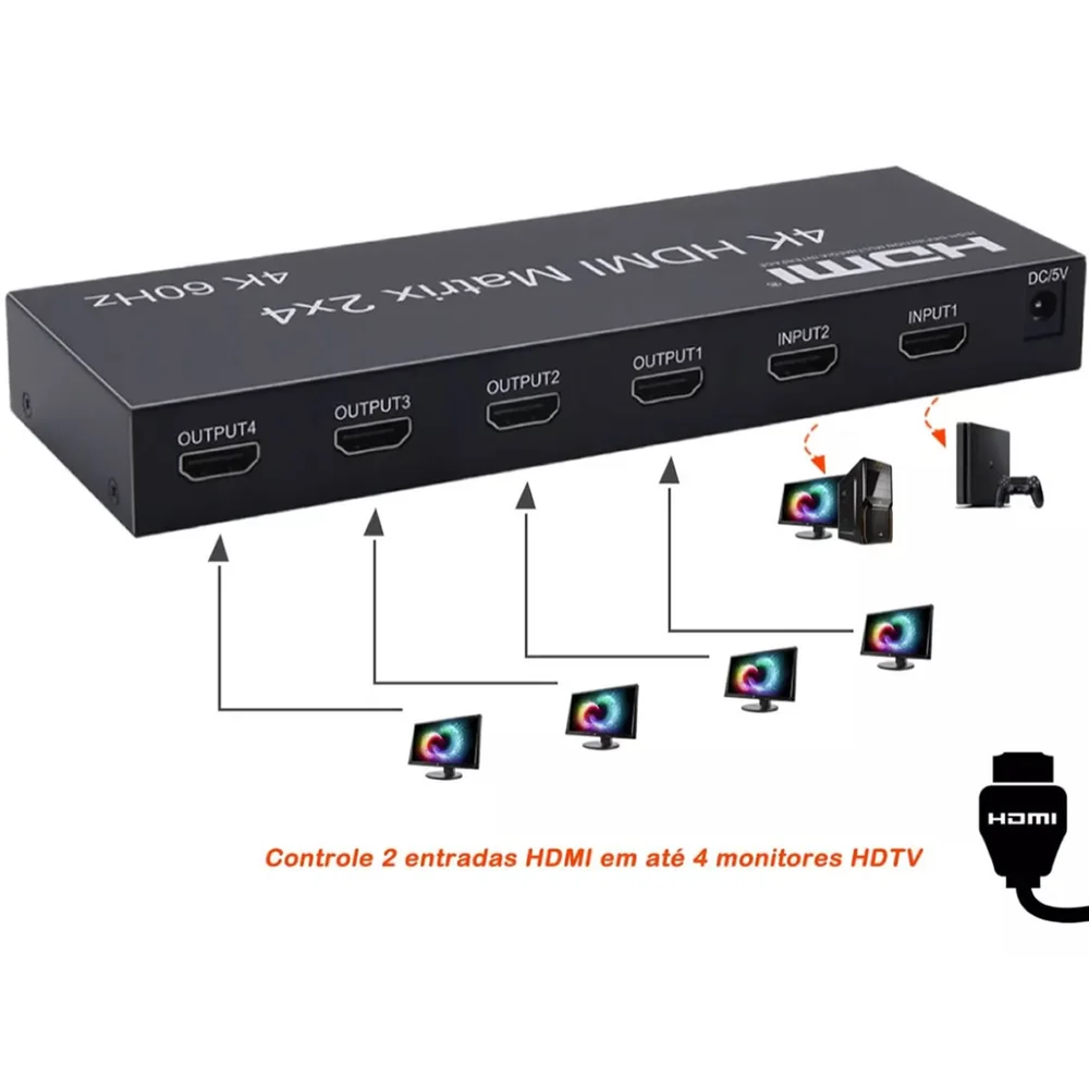 Matrix Hdmi 2 X 4 Splitter Kabum