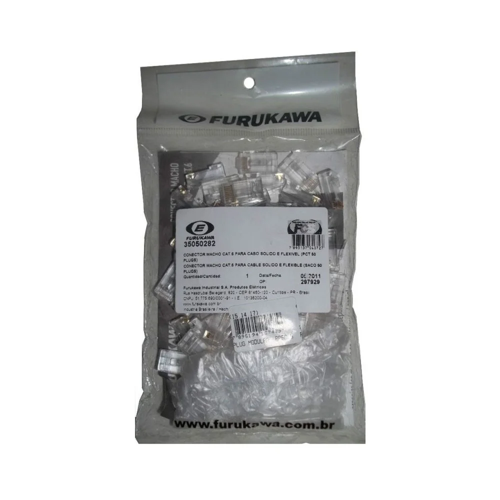 Conector Furukawa Rj45 Cat6 - Pacote Com 50 Unidades Conector Furukawa Rj45 Cat6 - Pacote Com 50 Unidades