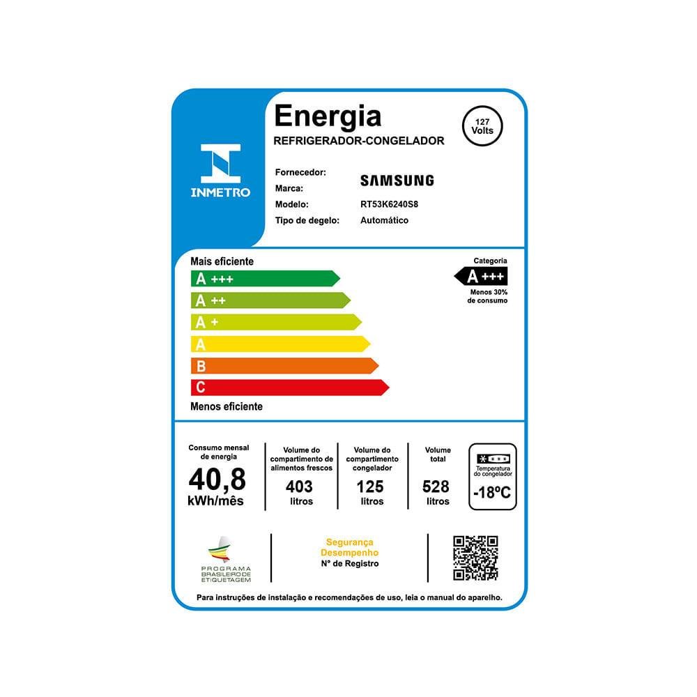 Refrigerador Samsung Inverter Frost Free, Duplex 5 em 1 E Twin Cooling Plus, 528L, Inox Look, 110V - RT53K Refrigerador Samsung Inverter Frost Free, Duplex 5 em 1 E Twin Cooling Plus, 528L, Inox Look, 110V - RT53K