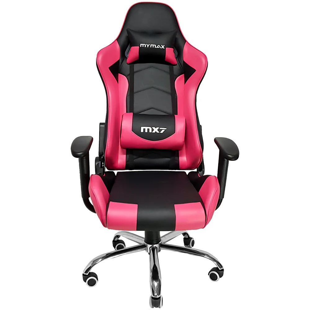 Cadeira Gamer Mymax MX7, Suportado até 150Kg, Giratória, Preto e Rosa Cadeira Gamer Mymax MX7, Suportado até 150Kg, Giratória, Preto e Rosa