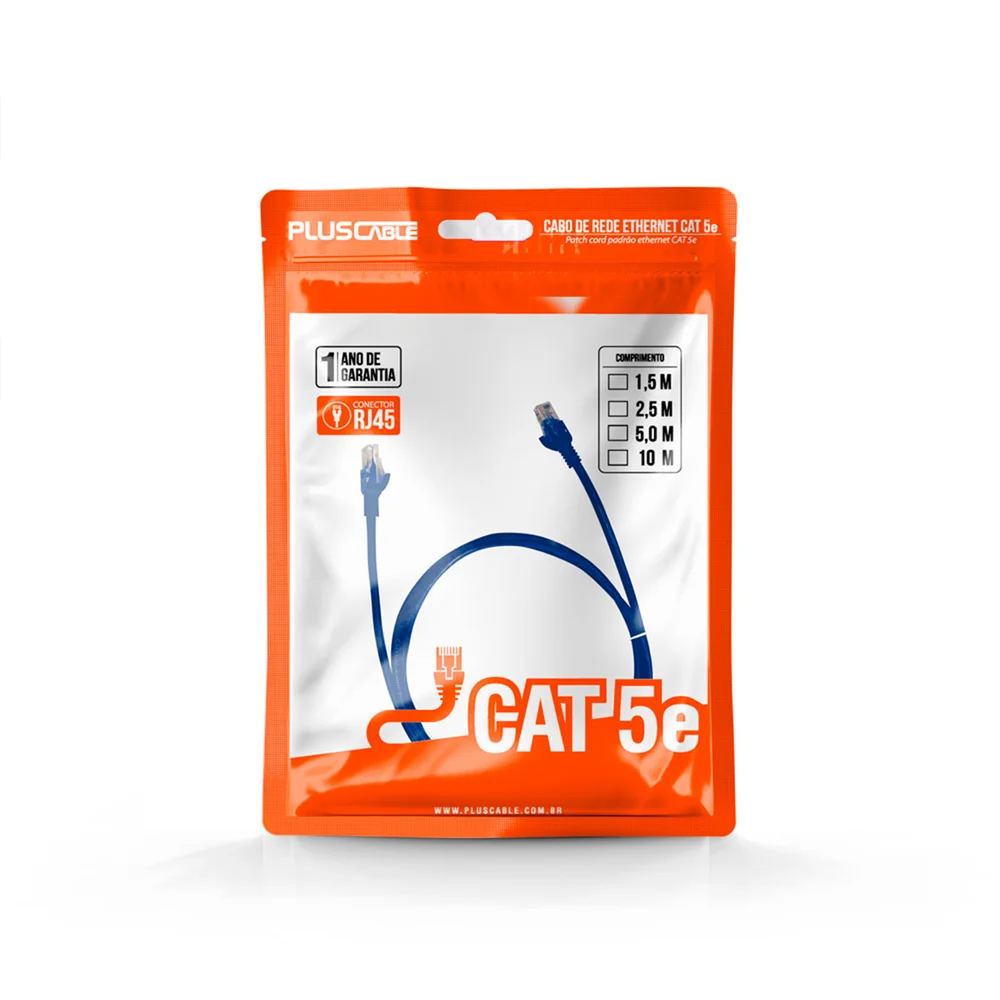 Patch Cord Pluscable Cat5epc-ethu25bl Cabo De Rede 2,5m Azul